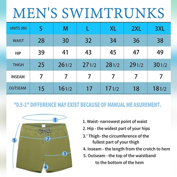 Biwisy Men's green Swim Trunks Quick Dry Shorts with Mesh Lining Size medium - Picture 3 of 5